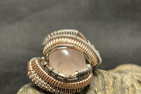Rose Quartz Sterling Silver Ring Size 9.5