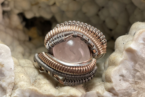 Rose Quartz Sterling Silver Ring Size 9.5