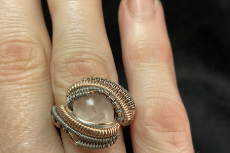 Rose Quartz Sterling Silver Ring Size 9.5