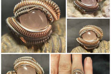 Rose Quartz Sterling Silver Ring Size 9.5