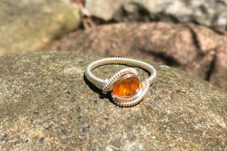 Amber Silver "Mini" Ring Size 10