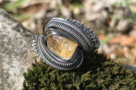 Imperial Topaz w/Opal Silver Ring SIZE 7.5