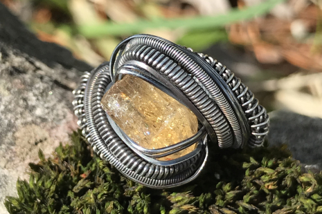 Imperial Topaz w/Opal Silver Ring SIZE 7.5