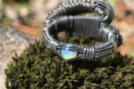 Imperial Topaz w/Opal Silver Ring SIZE 7.5