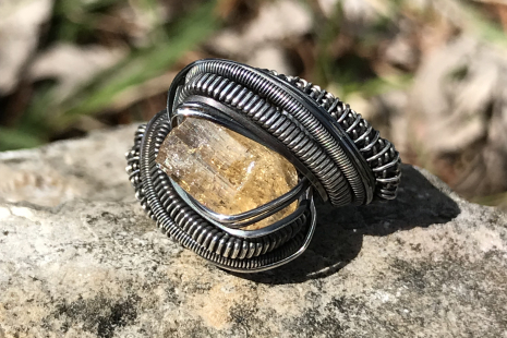 Imperial Topaz w/Opal Silver Ring SIZE 7.5