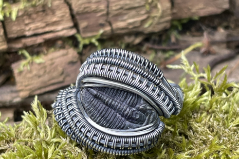 Trilobite Sterling Silver Oxidized Ring Size 10-10.5
