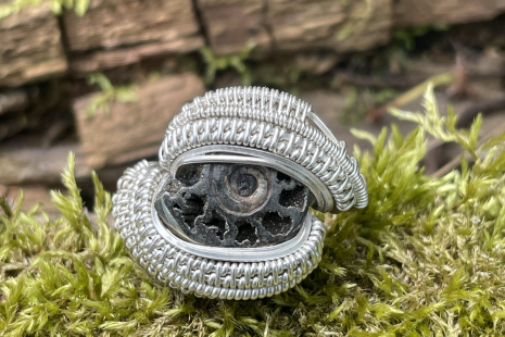 Petroleum Sterling Silver Oxidized Ring Size 6.5-7