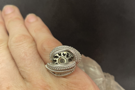 Pyritized Ammolite Sterling Silver Ring Size 7