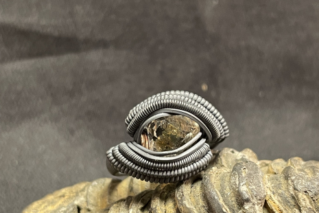 Petroleum Quartz Oxidized Sterling Silver Ring Size 6
