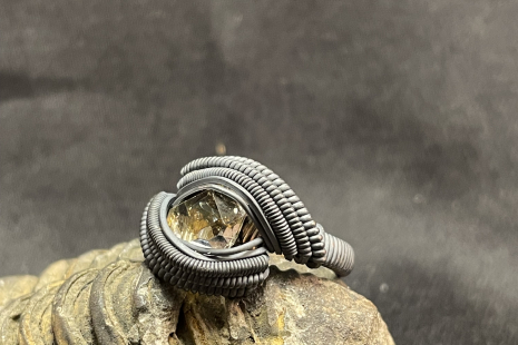 Petroleum Quartz Oxidized Sterling Silver Ring Size 6