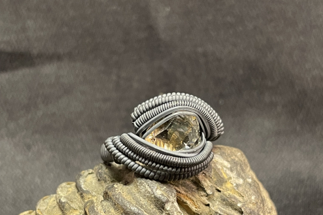 Petroleum Quartz Oxidized Sterling Silver Ring Size 6