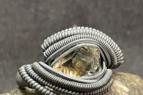 Petroleum Quartz Oxidized Sterling Silver Ring Size 6
