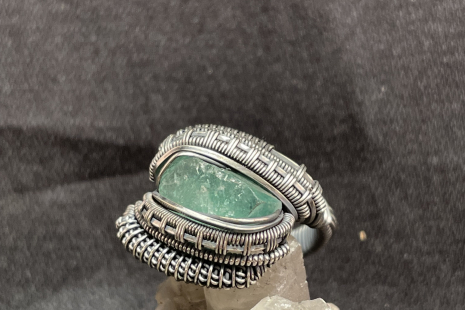 Rogerley Fluorite Oxidized Sterling Silver Ring Size 8