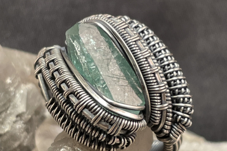 Rogerley Fluorite Oxidized Sterling Silver Ring Size 8