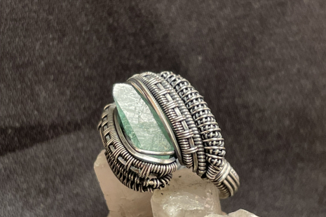 Rogerley Fluorite Oxidized Sterling Silver Ring Size 8