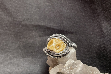 Sea Coral Sterling Silver Ring Size 7.5