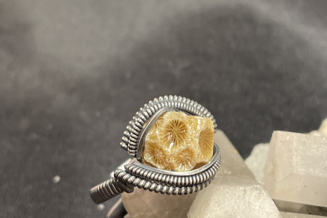Sea Coral Sterling Silver Ring Size 7.5
