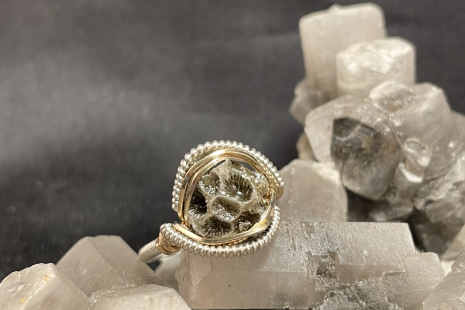 Sea Coral Sterling Silver Mini Ring Size 8