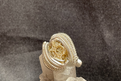 Sea Coral Sterling Silver Ring Size 7