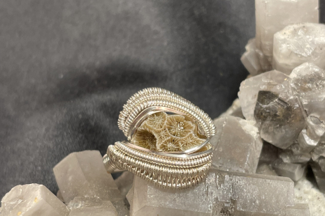 Sea Coral Sterling Silver Ring Size 7