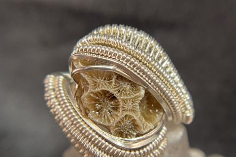 Sea Coral Sterling Silver Ring Size 7