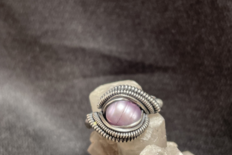 Pearl Oxidized Sterling Silver Ring Size 5.25-5.5