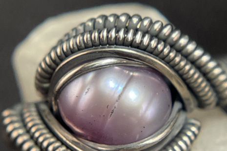 Pearl Oxidized Sterling Silver Ring Size 5.25-5.5