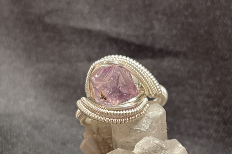 Etched Amethyst Sterling Silver “mini” Ring Size 7