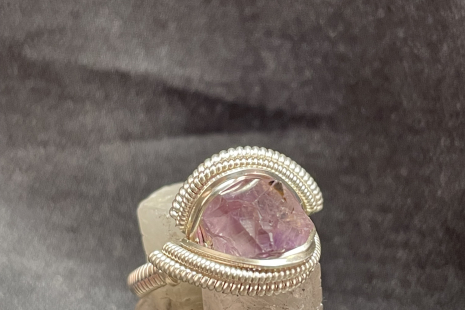 Etched Amethyst Sterling Silver “mini” Ring Size 7