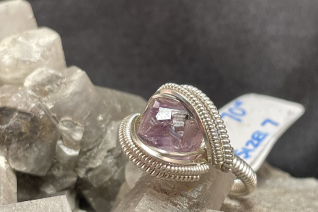 Etched Amethyst Sterling Silver “mini” Ring Size 7