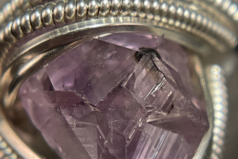 Etched Amethyst Sterling Silver “mini” Ring Size 7