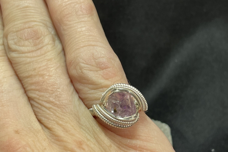 Etched Amethyst Sterling Silver “mini” Ring Size 7