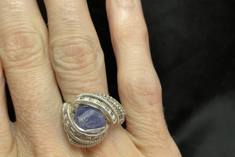 Tanzanite Sterling Silver Ring Size 9-9.5