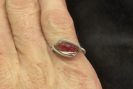 Pink Tourmaline Sterling Silver mini Ring Size 6.5