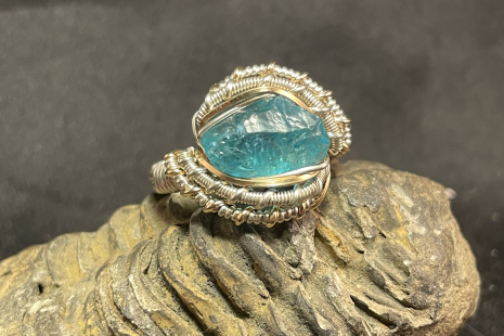 Blue Apatite Sterling Silver Ring Size 10