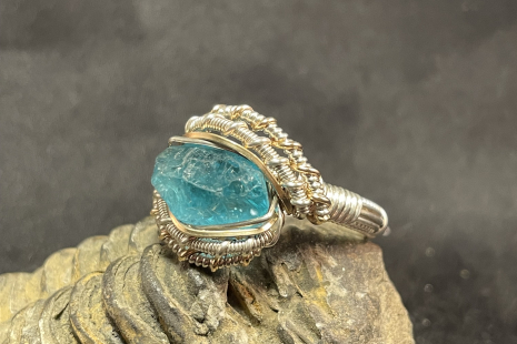 Blue Apatite Sterling Silver Ring Size 10