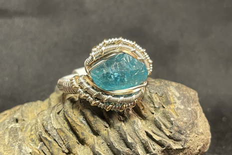 Blue Apatite Sterling Silver Ring Size 10
