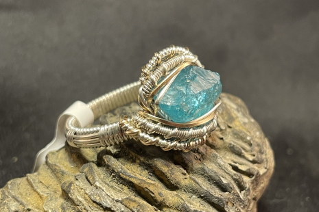 Blue Apatite Sterling Silver Ring Size 10