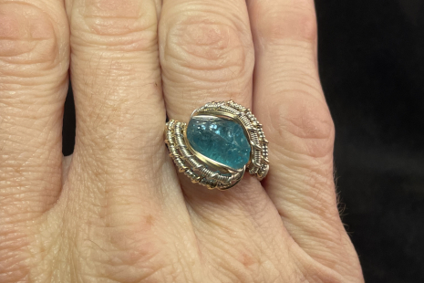Blue Apatite Sterling Silver Ring Size 10