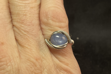 Blue Kyanite Sterling Silver mini Ring Size 6