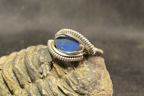 Australian Opal Sterling Silver “mini” Ring Size 6
