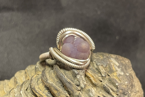Grape Agate Sterling Silver mini Ring Size 5