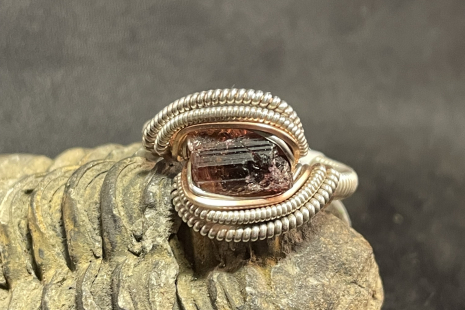 Dark Pink Tourmaline Sterling Silver Ring Size 9
