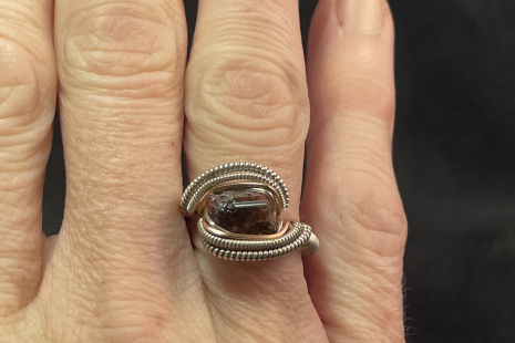 Dark Pink Tourmaline Sterling Silver Ring Size 9