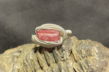 Pink Tourmaline Sterling Silver “mini” Ring Size 8