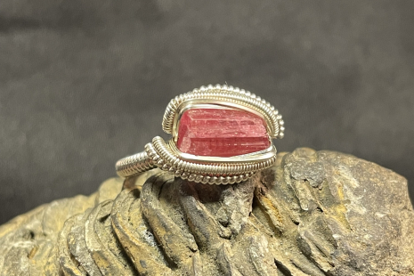 Pink Tourmaline Sterling Silver “mini” Ring Size 8