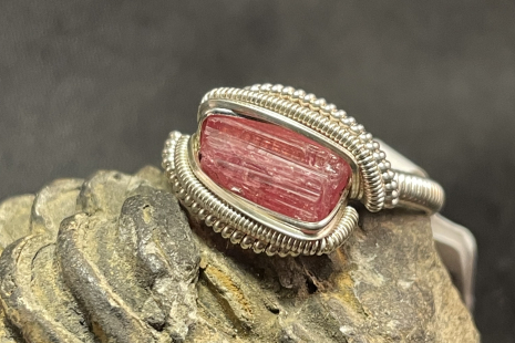 Pink Tourmaline Sterling Silver “mini” Ring Size 8