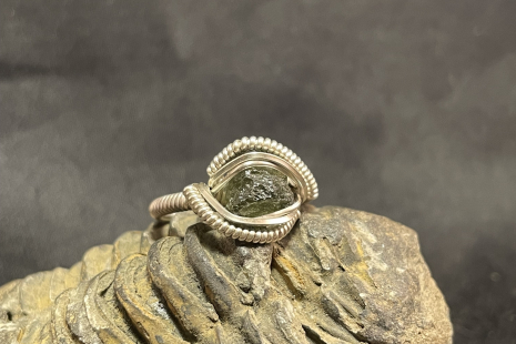 Moldavite Sterling Silver “mini” Ring Size 6