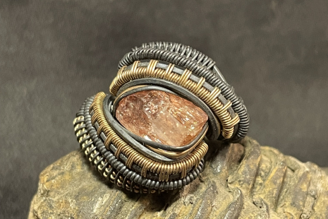 Imperial Topaz Oxidized Sterling Silver Ring Size 7.5-8