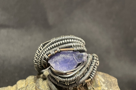 Tanzanite Sterling Silver Oxidized Ring Size 10-10.5
